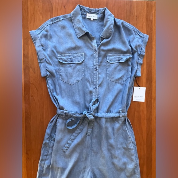 Bella Dahl Patch Pocket Jumpsuit in Mykonos Blue - Picture 6 of 9